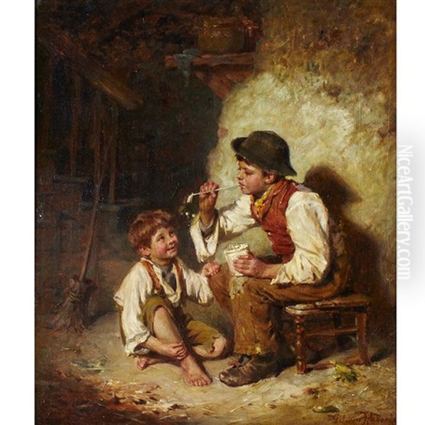 Blowing Bubbles Oil Painting by Edwin Thomas Roberts