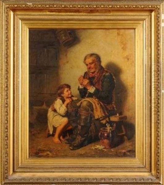 His Only Pair Of Breeches Oil Painting by Edwin Thomas Roberts