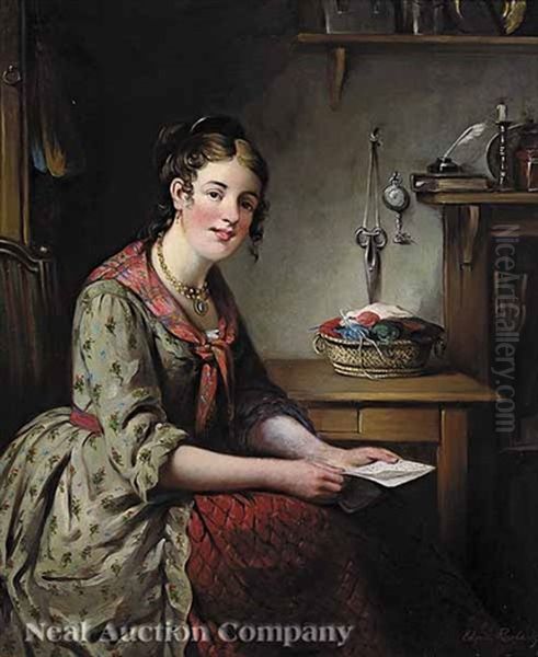 The Letter Oil Painting by Edwin Thomas Roberts