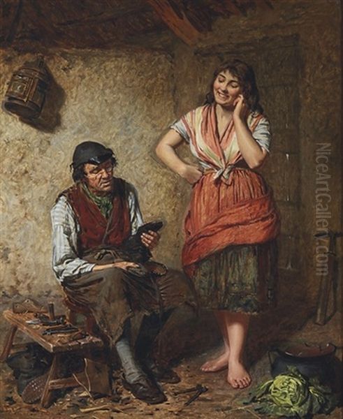 New Shoes Oil Painting by Edwin Thomas Roberts