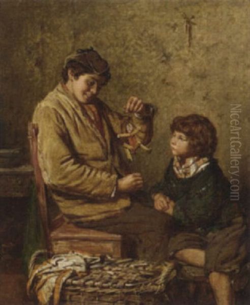 The Young Puppet Maker Oil Painting by Edwin Thomas Roberts