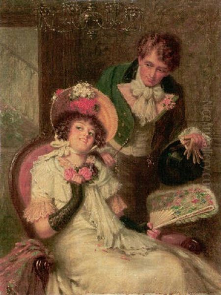 Flirtation Oil Painting by Edwin Thomas Roberts