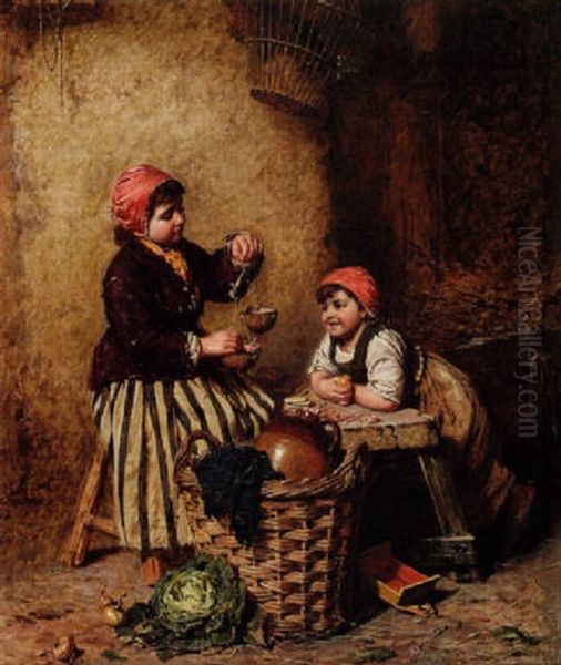 The Young Shopkeeper Oil Painting by Edwin Thomas Roberts