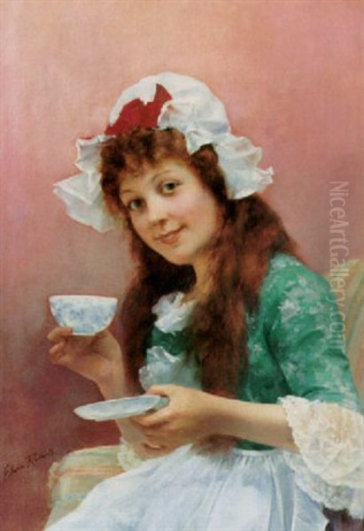 Tea Time Oil Painting by Edwin Thomas Roberts