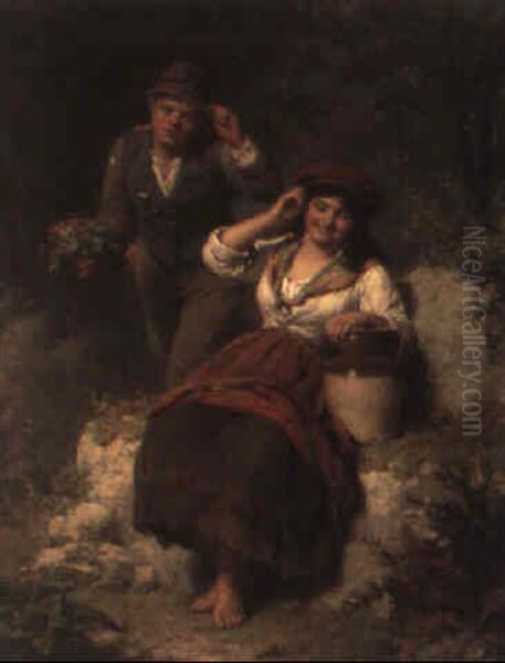 A Token Of Love Oil Painting by Edwin Thomas Roberts