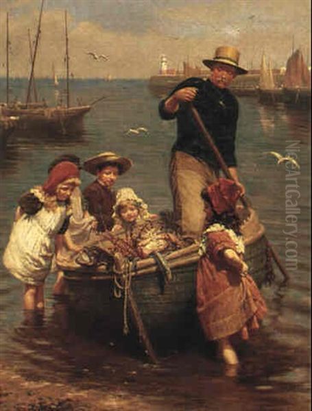 Fiskarens Hemkomst Oil Painting by Edwin Thomas Roberts