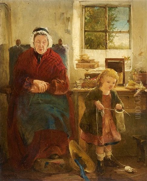 Grandmother And Granddaughter Oil Painting by Henry Benjamin Roberts