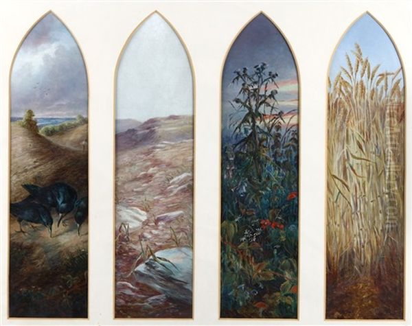 The Four Seasons (set Of 4, Mounted Together) Oil Painting by Henry Larpent Roberts