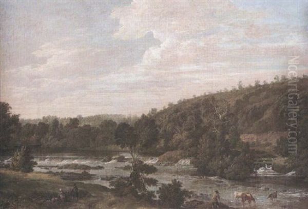 View Of The Liffey At Lucan Oil Painting by Thomas Roberts