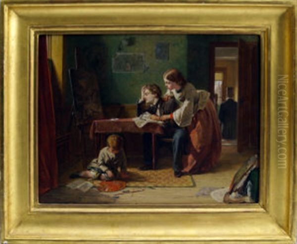 The Artist And His Family Oil Painting by Thomas Edward Roberts