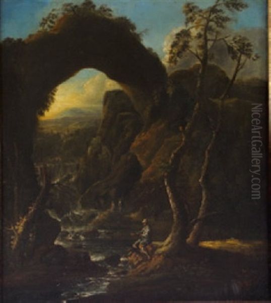 Classical Landscape With Figures Oil Painting by Thomas Sautelle Roberts