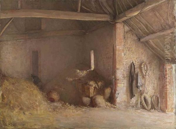 A Norfolk Barn Oil Painting by Thomas William Roberts