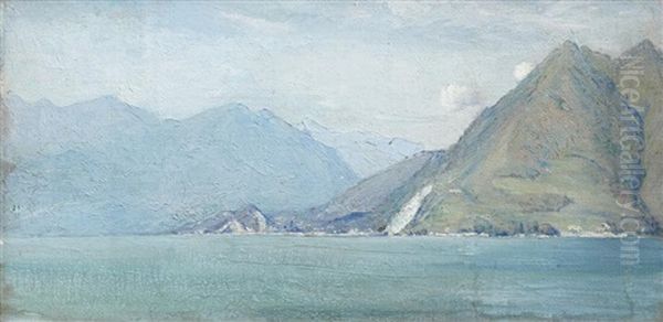 A View In The Italian Lakes Oil Painting by Thomas William Roberts