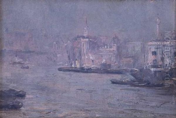 Pool Of London Oil Painting by Thomas William Roberts