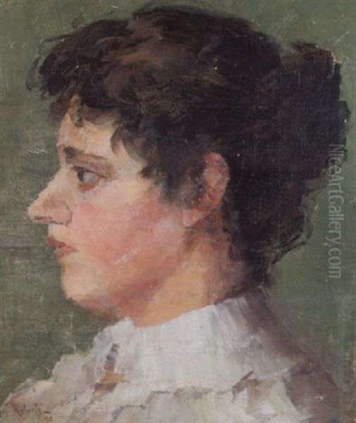 Portrait Of A Lady Oil Painting by Thomas William Roberts