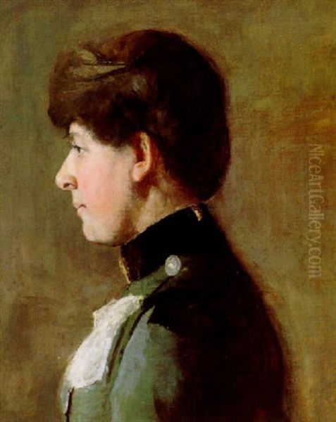 Portrait Of Lady Oil Painting by Thomas William Roberts