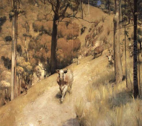 A Mountain Muster Oil Painting by Thomas William Roberts