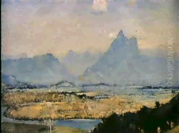 Mt Warning And The Macpherson Rangees, N.s.w. 1920 Oil Painting by Thomas William Roberts