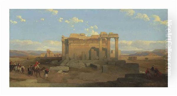 The Ruins Of The Smaller Temple At Baalbec Oil Painting by David Roberts