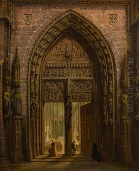 Portico Catedral Gotica Oil Painting by David Roberts