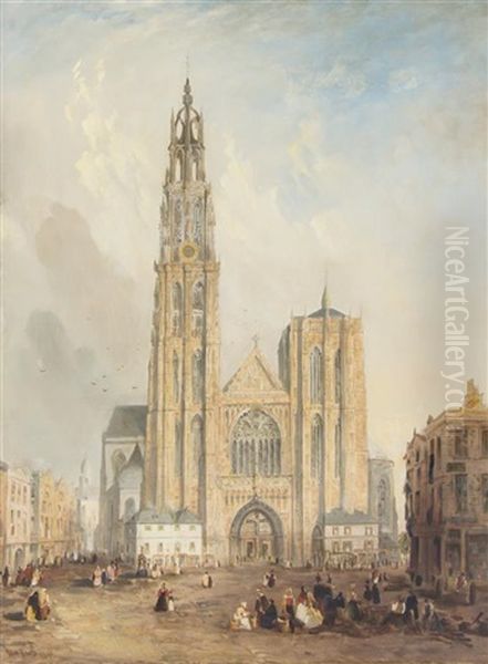 Abbeville Cathedral, 1840 Oil Painting by David Roberts