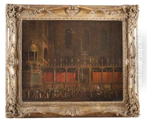 Procession Dans La Basilique Saint Marc Oil Painting by David Roberts