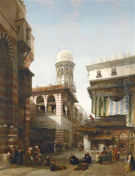 The Bazaar Of The Coppersmiths, Cairo Oil Painting by David Roberts