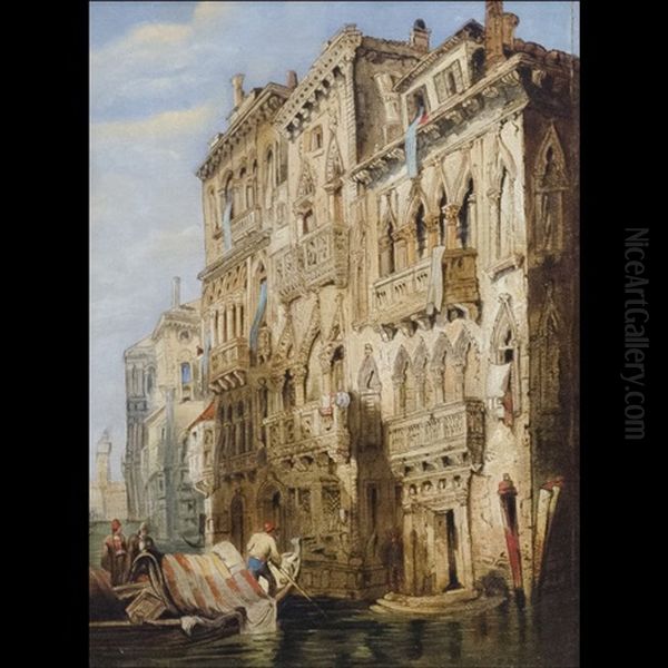 Palazzo Contarini-fasan Oil Painting by David Roberts