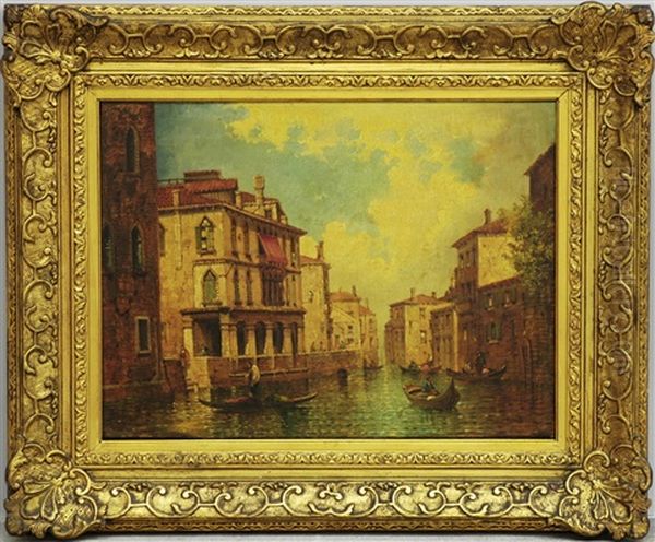 Scorcio Veneziano Con Palazzi, Canali E Gondole Oil Painting by David Roberts