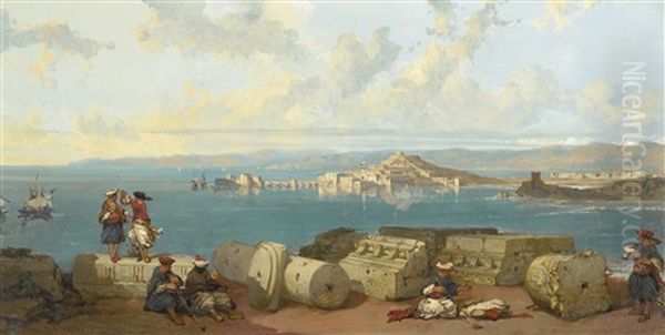 Sidon Looking Towards The Range Of Lebanon Oil Painting by David Roberts