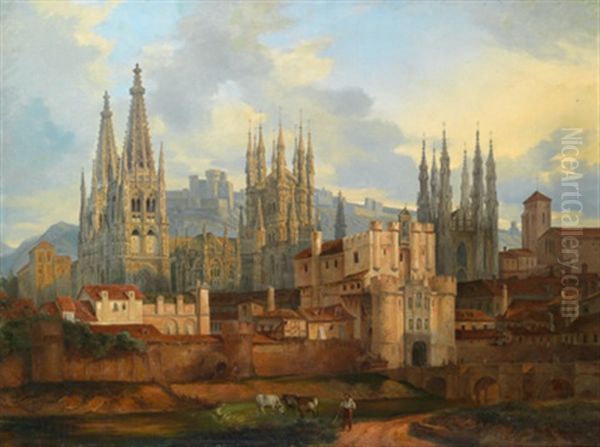 Blick Auf Burgos, Die Kathedrale Und Das Stadttor Oil Painting by David Roberts