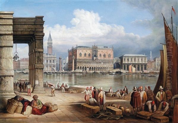 Venedig-blick Auf Den Markusplatz Oil Painting by David Roberts