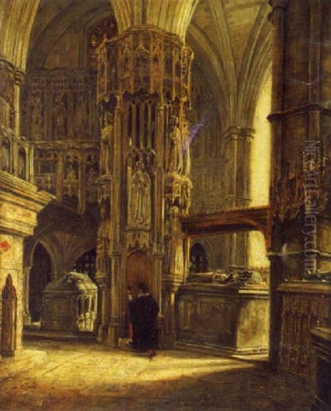 Interieur D'une Cathedrale Gothique Oil Painting by David Roberts