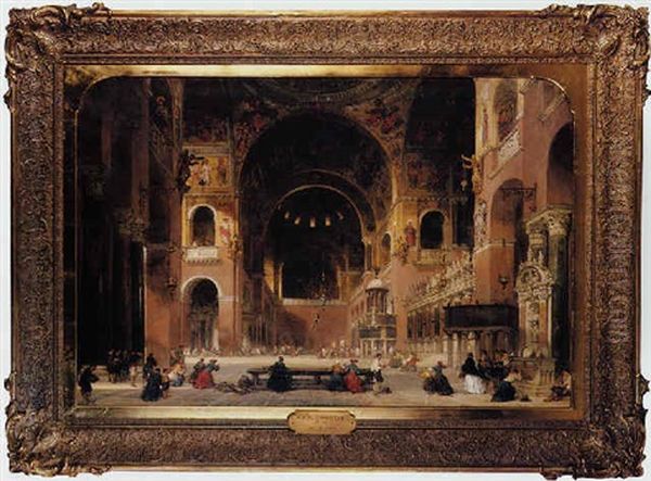 Interior Of The Church Of St. Marc At Venice Oil Painting by David Roberts