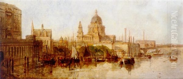 A View On The Thames Oil Painting by David Roberts