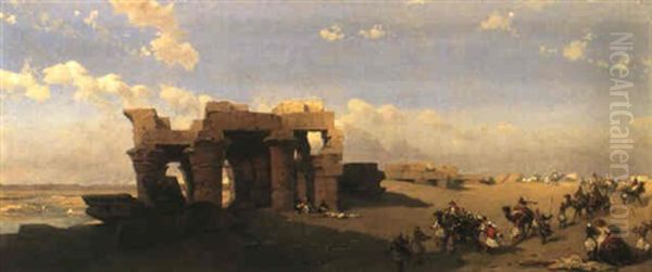 Morning, Ruins Of Kom-ombo Oil Painting by David Roberts