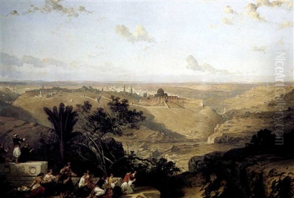 Jerusalem (looking South) Oil Painting by David Roberts