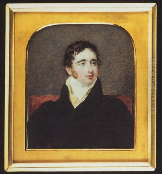 A Gentleman, (sir Oliver Farrer?) Wearing Dark Brown Coat, Pale Yellow Waistcoat And White Stock Oil Painting by Andrew Robertson