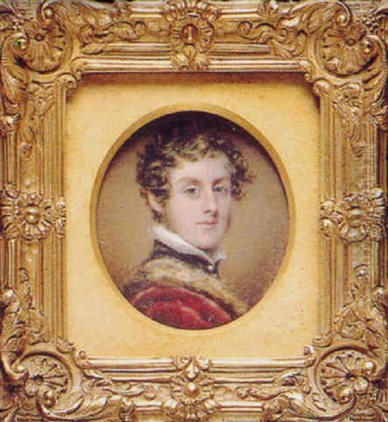 Antony Ashley Cooper, Seventh Earl Of Shaftesbury, In Green Tunic With White Collar And Buttons, Scarlet Fur-trimmed Cloak Over His Shoulder Oil Painting by Andrew Robertson