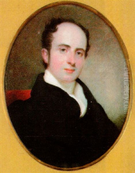 James Goldie, Seated In A Red Upholstered Chair, Wearing Black Coat, Waistcoat And White Cravat Oil Painting by Andrew Robertson