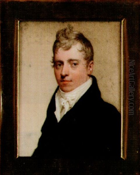 William Dowler, Wearing Black Coat, White Waistcoat And Tied Stock Oil Painting by Andrew Robertson