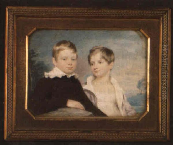 Two Children: A Brother And Sister Oil Painting by Andrew Robertson