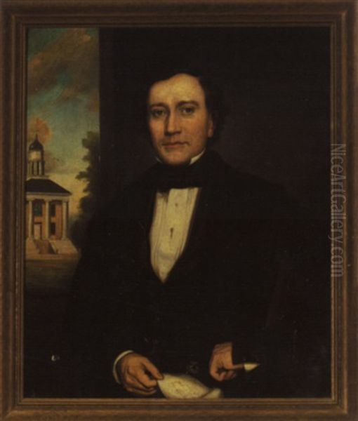 Portrait Of George M. Chishelm, A Wisconsin Architect Oil Painting by George J. Robertson