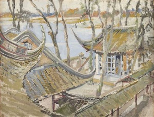 The Island Teahouse, Kashing Oil Painting by Robert Cecil Robertson