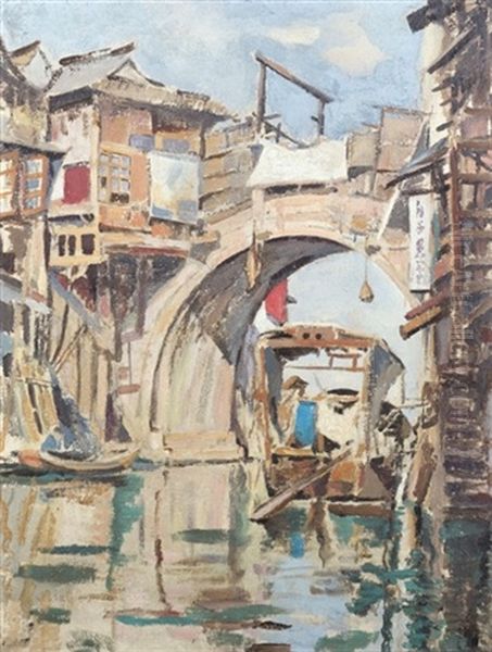 The Bridge At Kashing Oil Painting by Robert Cecil Robertson