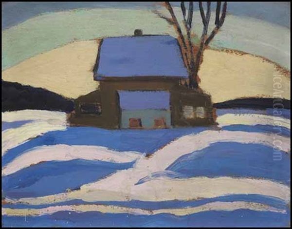 The Barn In Winter Oil Painting by Sarah Margaret Armour Robertson