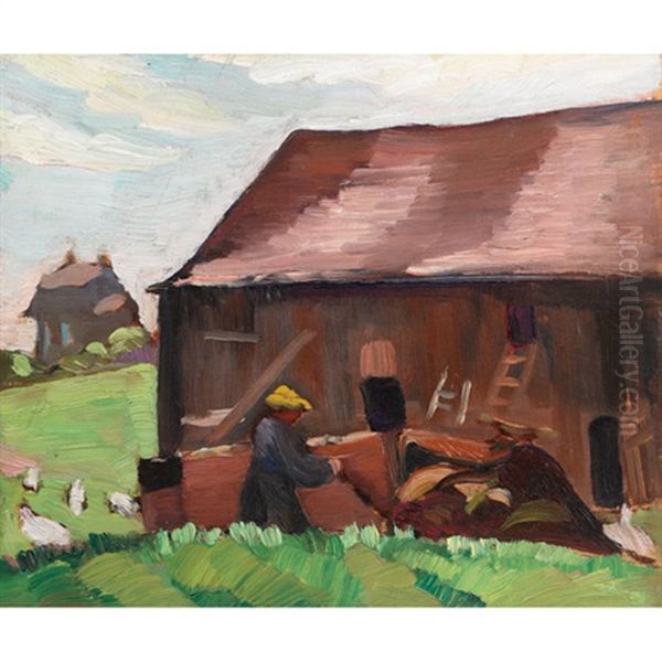 Barns Oil Painting by Sarah Margaret Armour Robertson