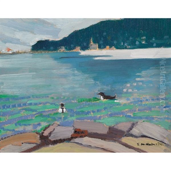 View Of Murray Bay, P.q. From Cap A L'aigle Oil Painting by Sarah Margaret Armour Robertson