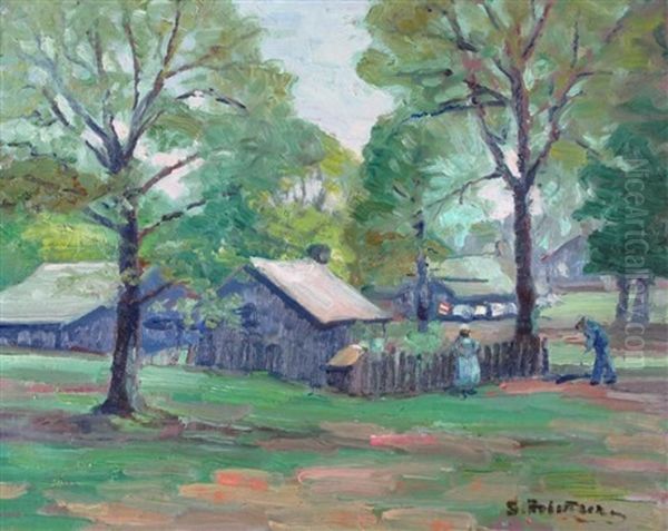 Summer Day At The Cottage Oil Painting by Sarah Margaret Armour Robertson