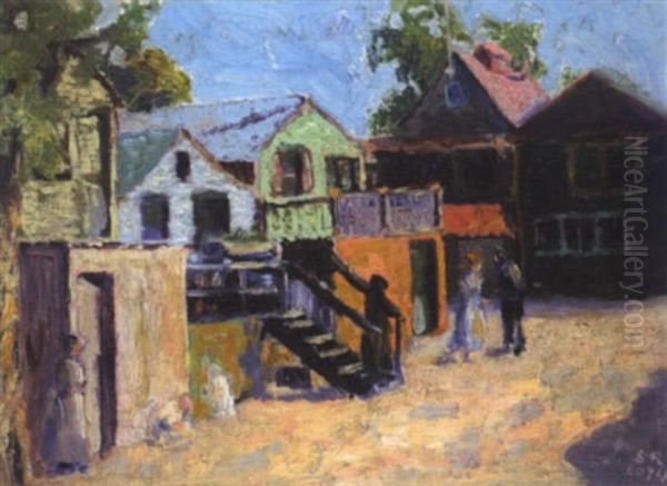 Coyle Village Scene Oil Painting by Sarah Margaret Armour Robertson